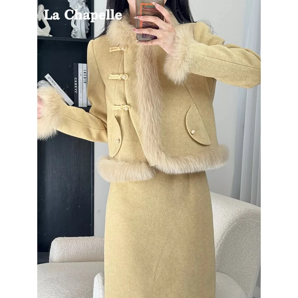 小香风套装毛呢上衣气质秋冬冬季服女轻薄加厚毛毛外套两件套国风