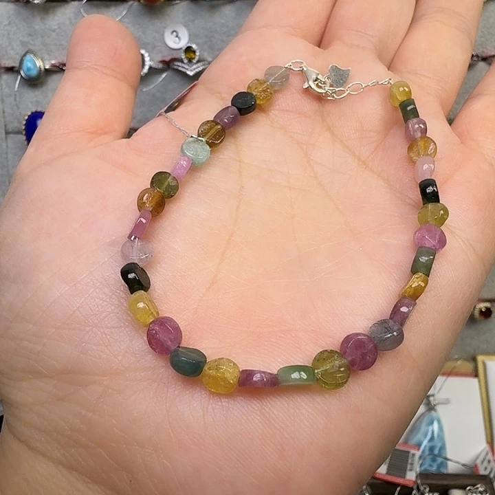 银S925镶嵌手链烟晶