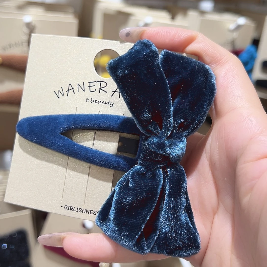 皮质铁合金蓝色蝴蝶结掰掰夹