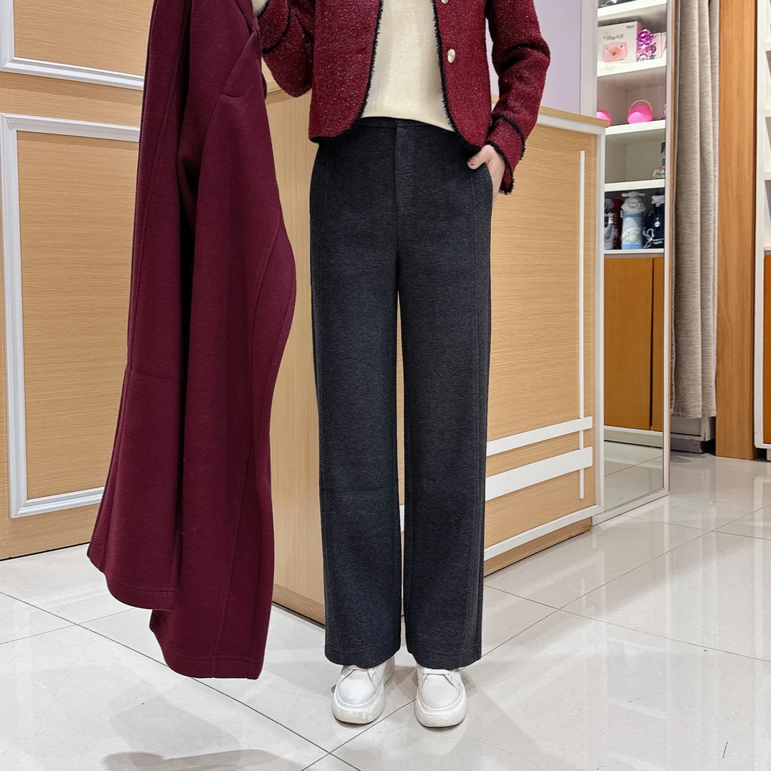 南韩高档阔腿裤5-350女士冬季舒适保暖显瘦直筒裤/强度95厘米