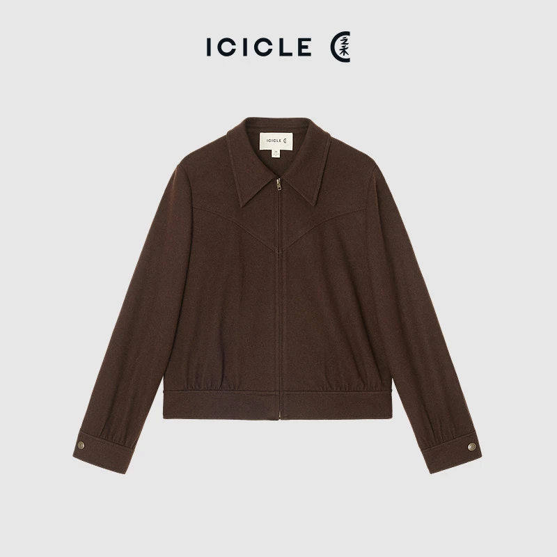 【9.5上新】ICICLE之禾25早秋新品厚羊毛针织布夹克外套1078
