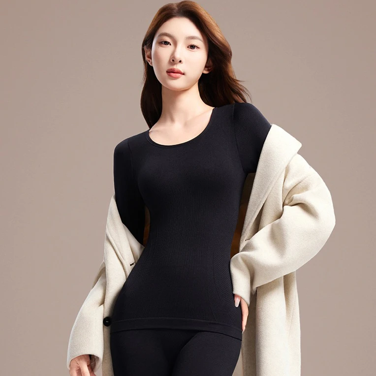 新款秋衣山茶花油香氛修容塑型热能衣秋冬保暖修身显瘦打底套装