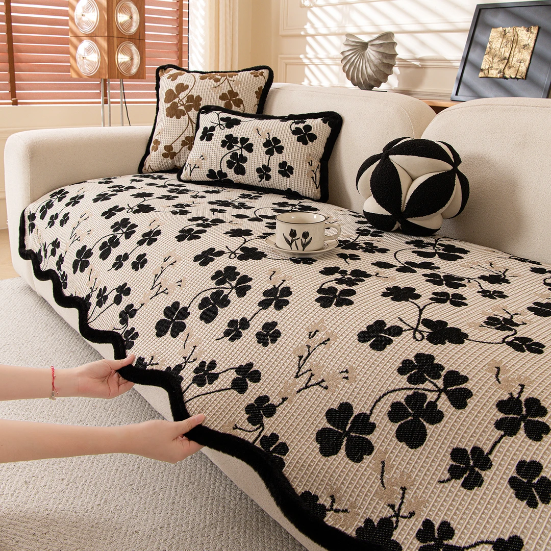 洱峰中古风雪尼尔沙发垫四季通用2025新款沙发坐垫子冬季防滑盖布