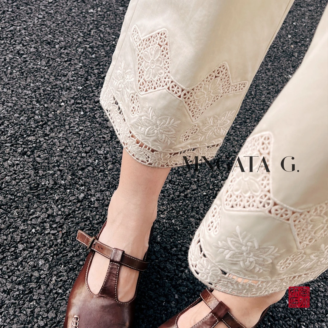 MNGATA G.宫小妍【古城瑶】棉质入夏穿搭新中式国风百搭裤子4122017