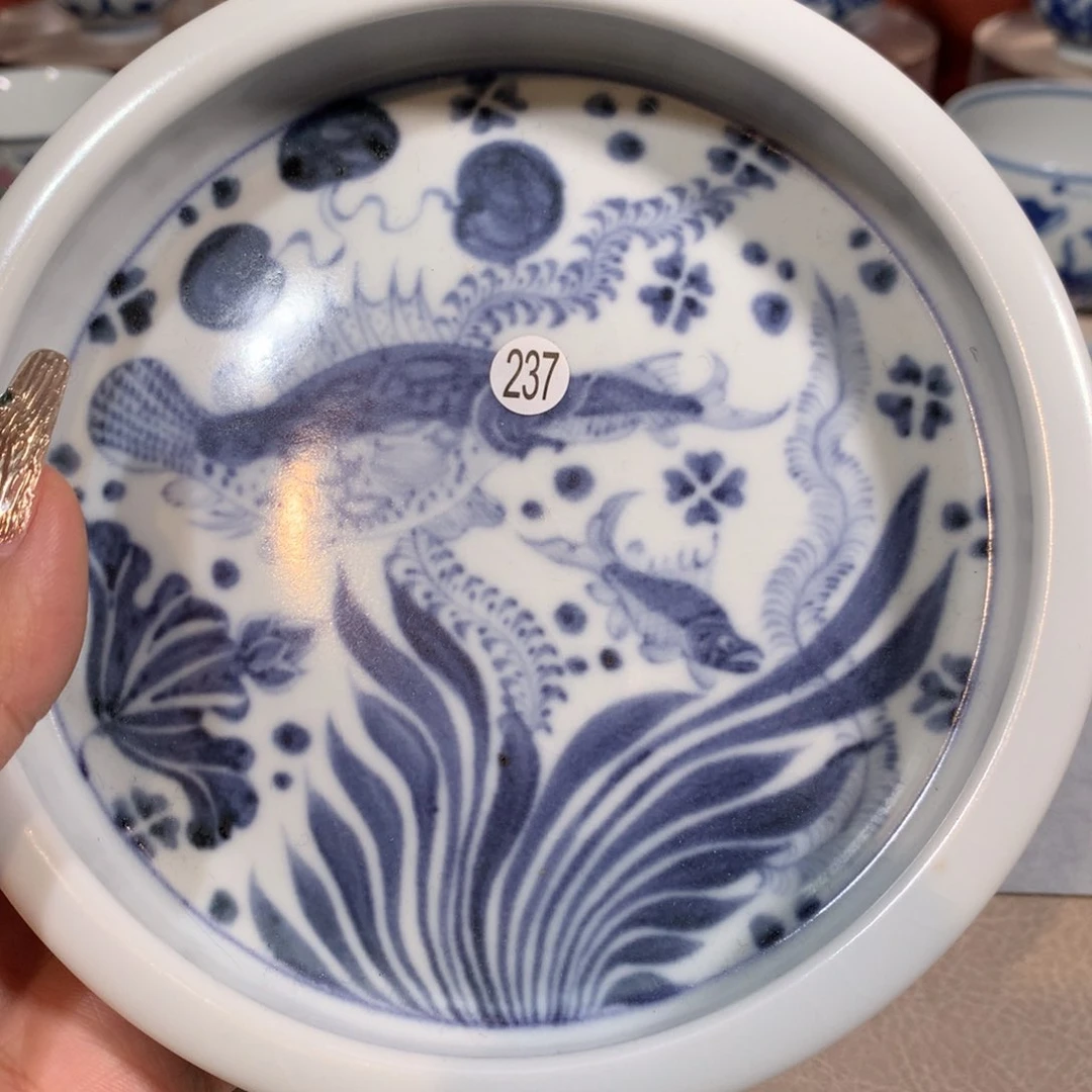 摆件大*王237青花鱼藻壶承瑕疵品啦啦啦啦