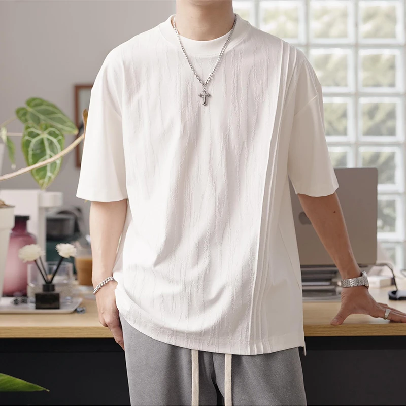 【亏本清仓，重工高货T】高级感设计感提花短袖T恤男夏季2025新款男