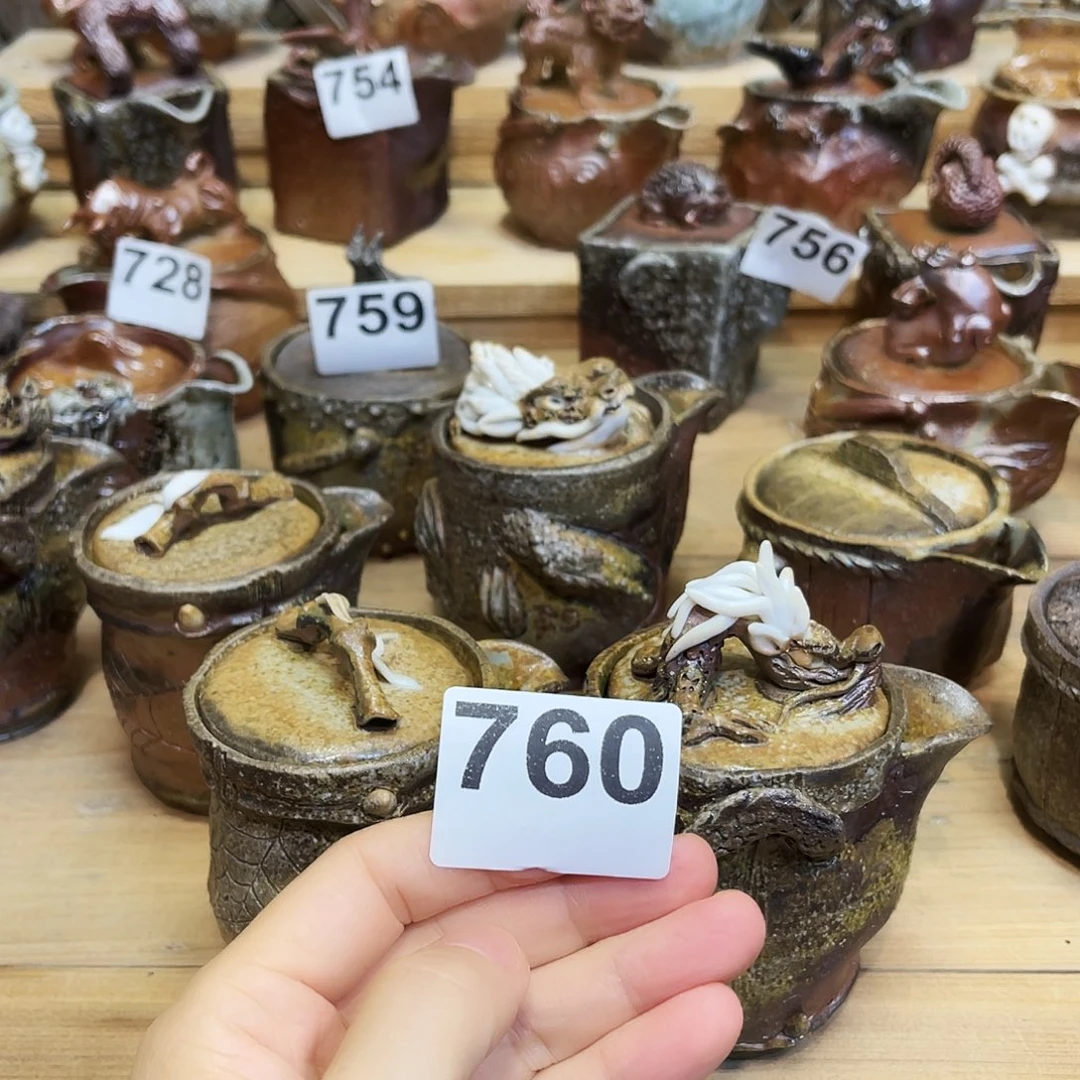 浮****杯柴烧粗陶手捏宝瓶二