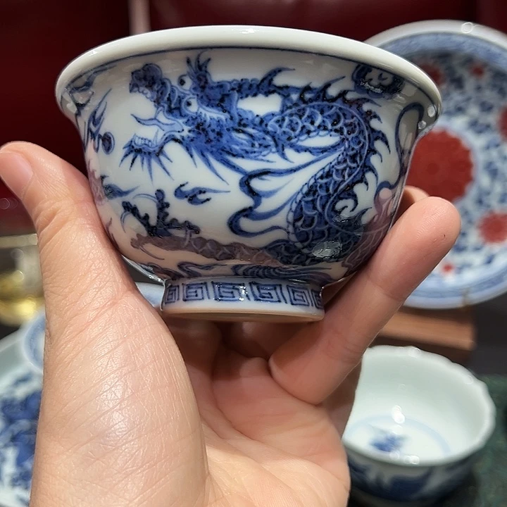 元青拙手仿元龙凤压手杯