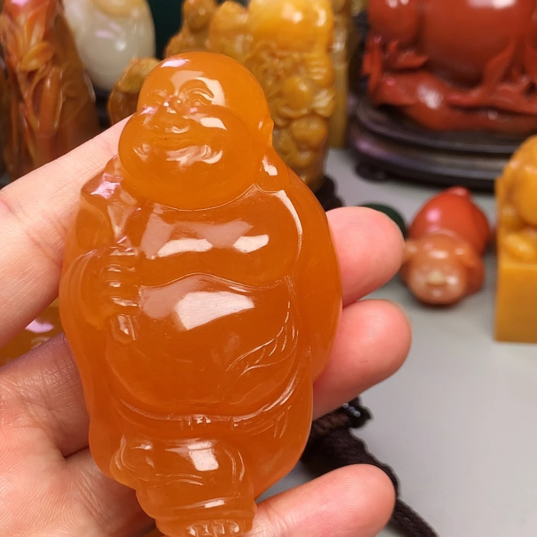 零***刻印尼石佛公手把件