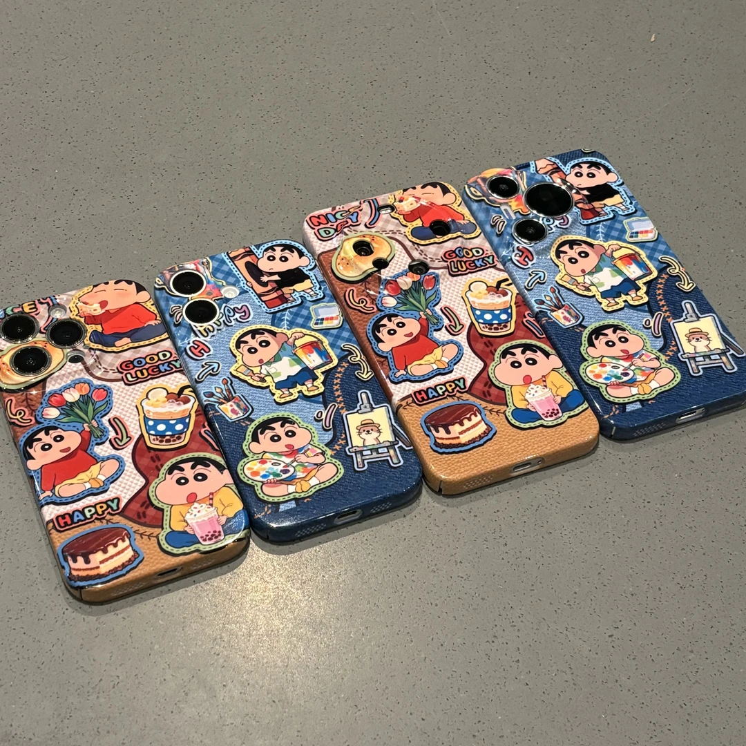 欧克里里牛仔奶茶小新适用苹果16菲林手机壳华为P70vivo小米oppo