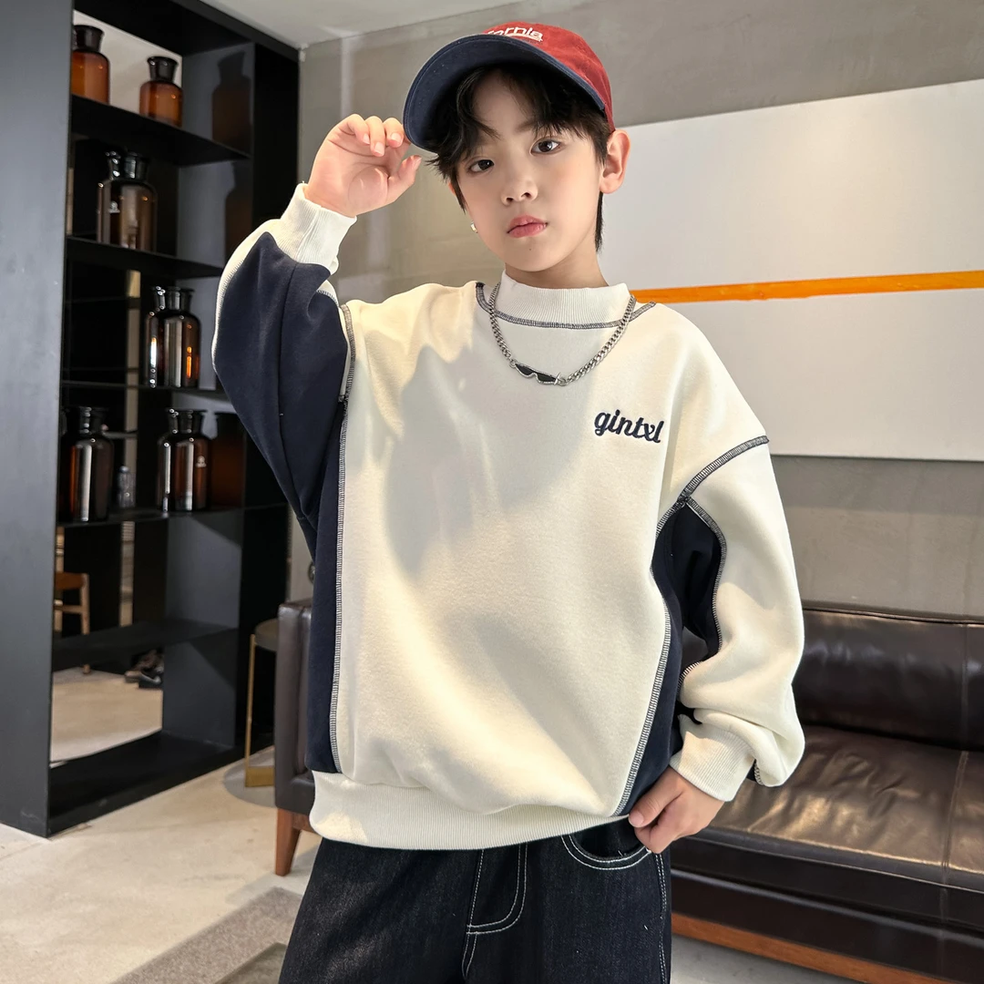 儿童装男童冬装加绒卫衣2025新款中大童冬季秋冬款加厚上衣男孩潮