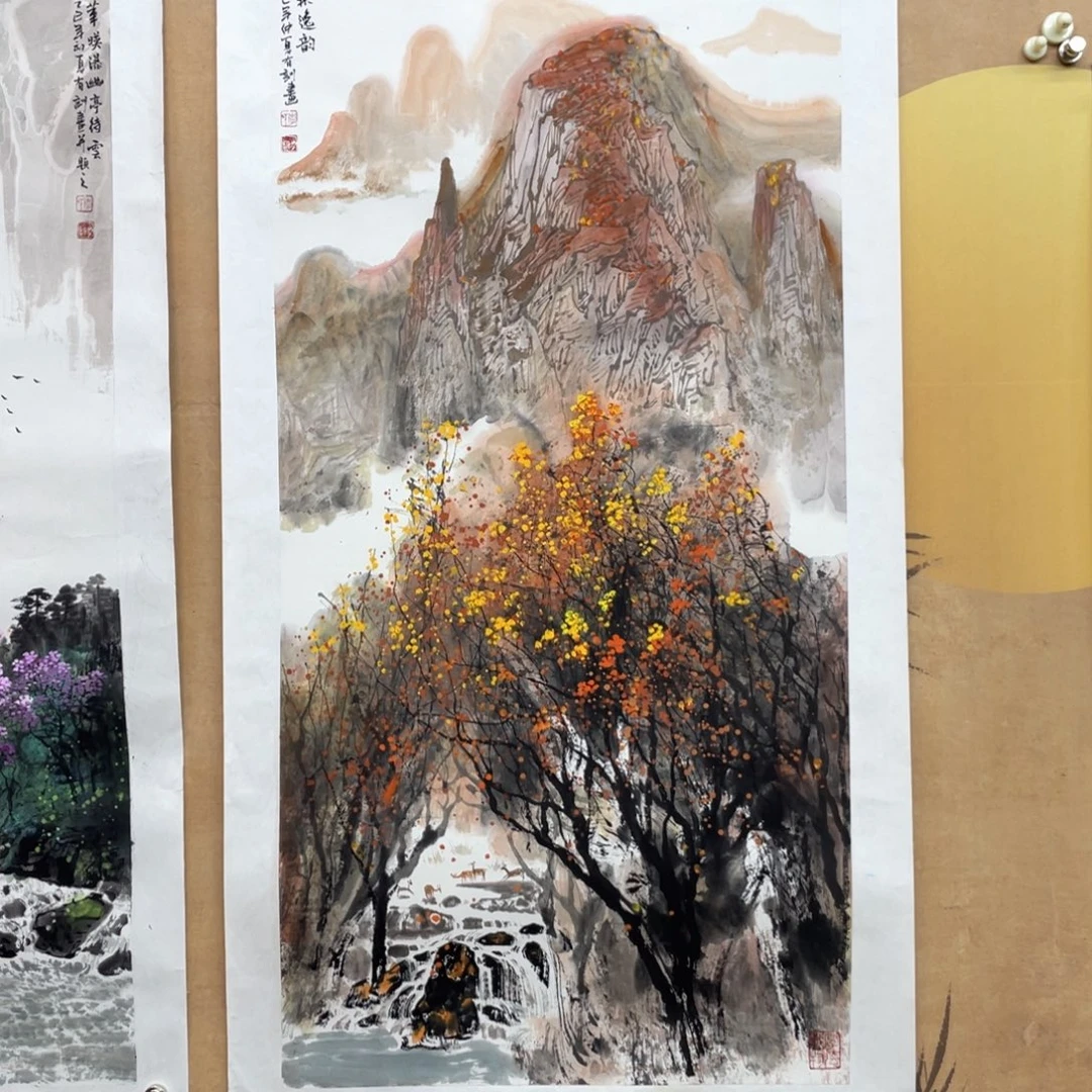 国画手绘国画，精品山水，秋丰收