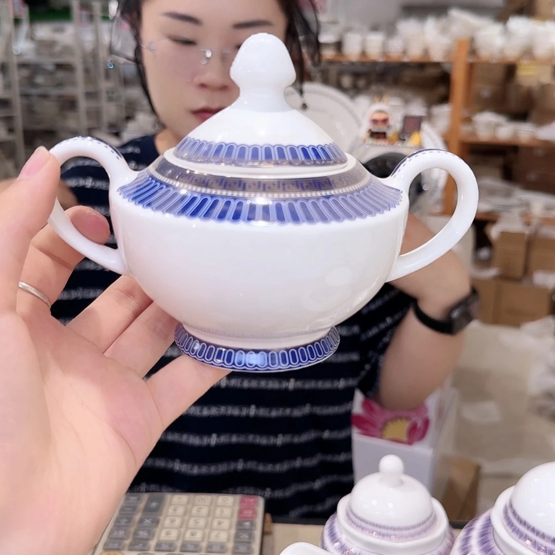骨瓷糖罐一个外贸骨瓷