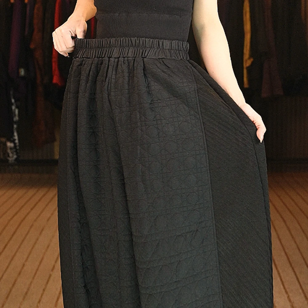 3主播同款菱格网黑休闲裤宽松中式宽松女士百搭休闲裤K468