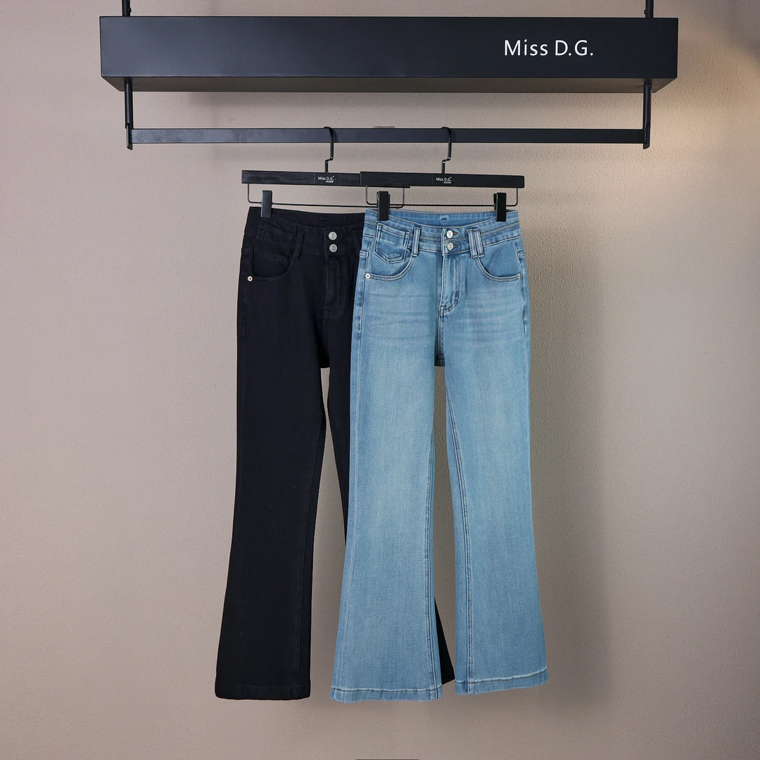 MissD.G.复古微喇牛仔裤女2025春季新款小个显瘦弹力喇叭裤XB6619