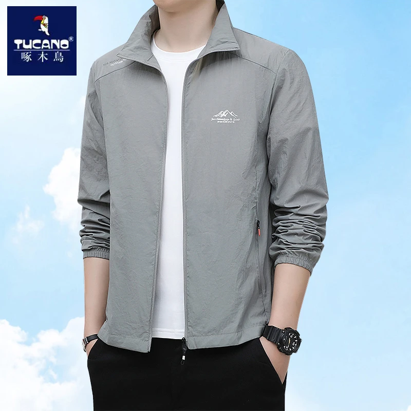 啄木鸟防晒衣男士夏季冰丝薄款透气防晒服户外旅游钓鱼立领外套男