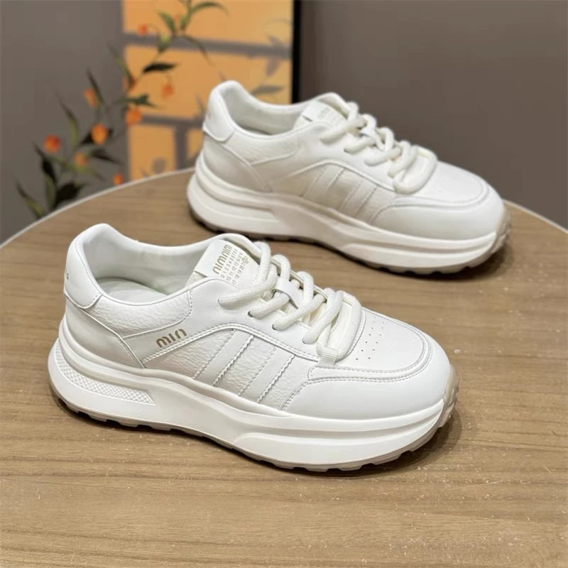 C5854 白色 夏季百搭小白鞋2025新款厚底时尚女休闲运动鞋