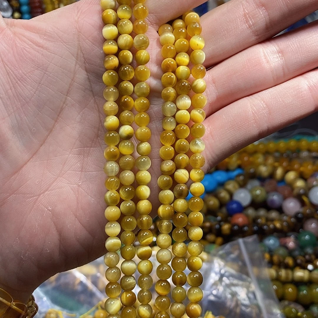 石英质玉未镶嵌，A品金虎眼6mm，
