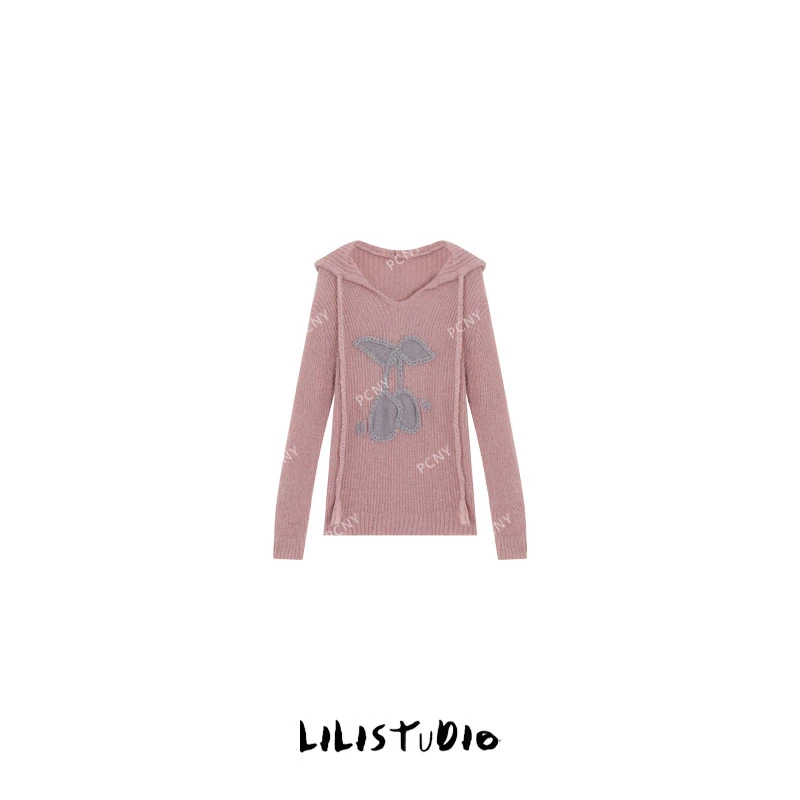 PCNY「粉樱柔织」不理理冬季新款女装时尚休闲针织毛衣