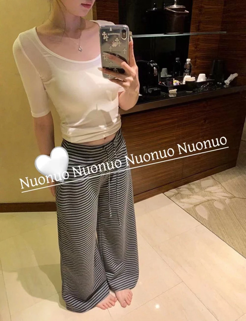 「1717 团宠裤」小个子宽松垂感拖地休闲裤