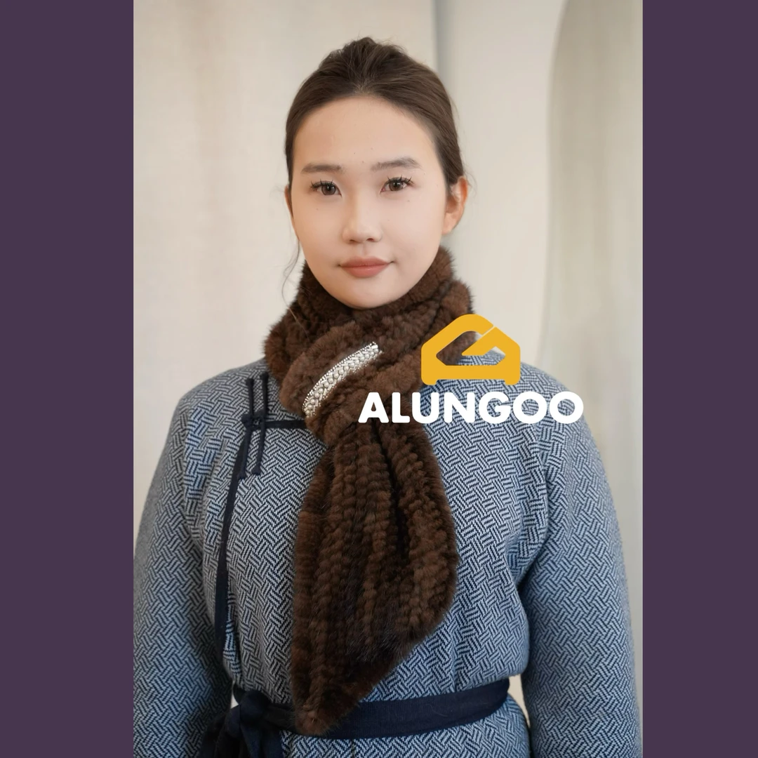 【大钻装饰水貂编织围巾】新款水貂毛编织围巾