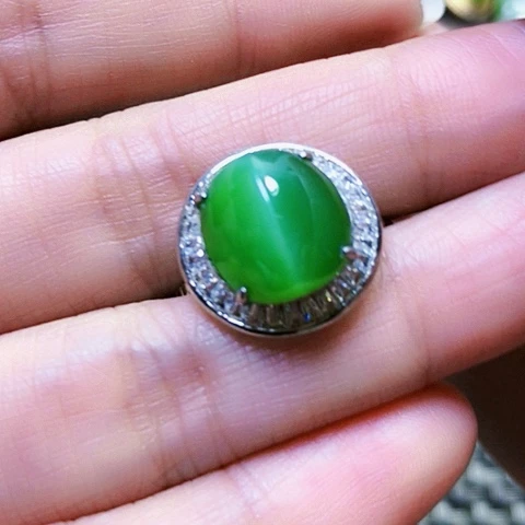 和田玉戒指银S925镶嵌