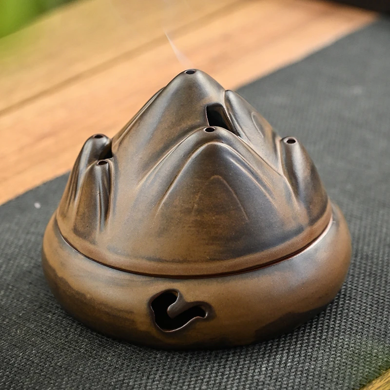 仿古创意陶瓷香炉手工茶道香插香座德化县山形香炉居家线香盘批发