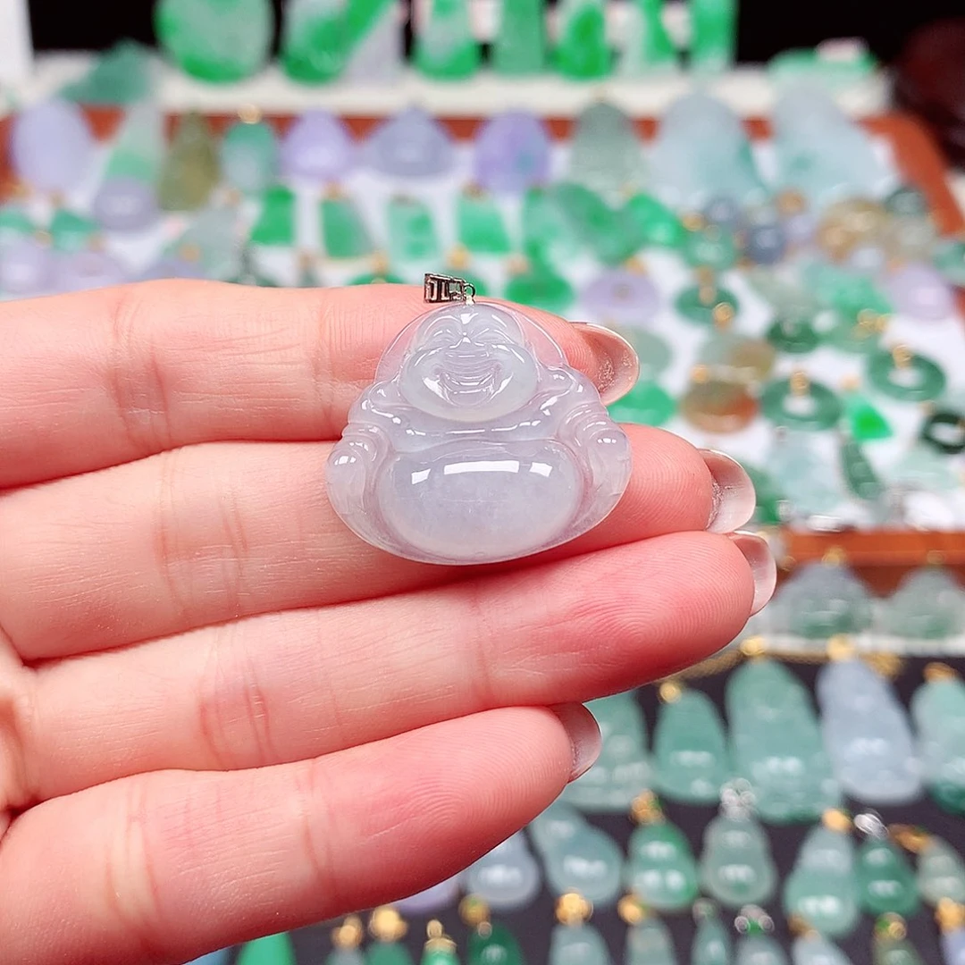 翡翠颈饰18K金镶嵌天然翡翠A货