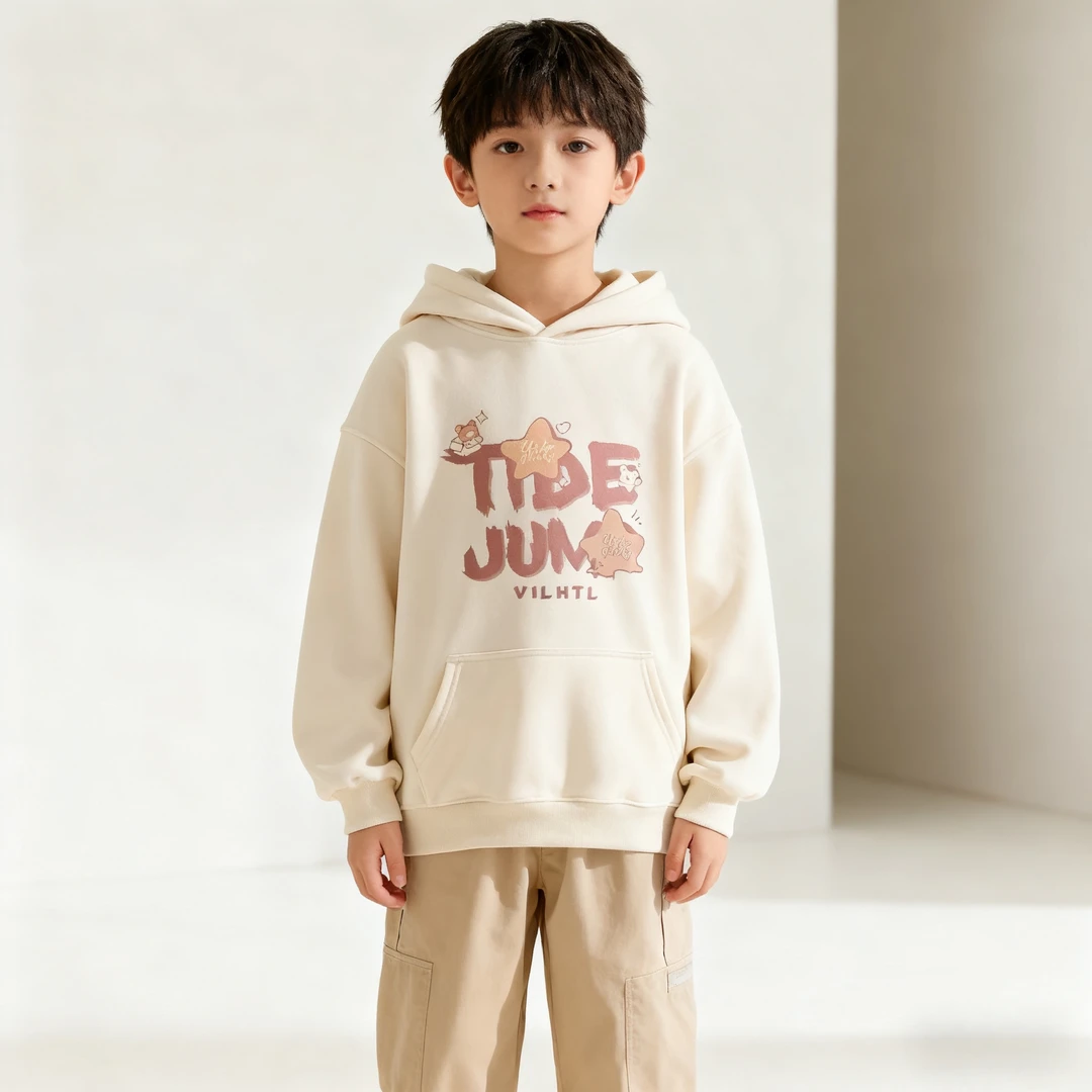 2025秋冬季新款儿童字母印花连帽卫衣女童中大童小学生加绒上衣服