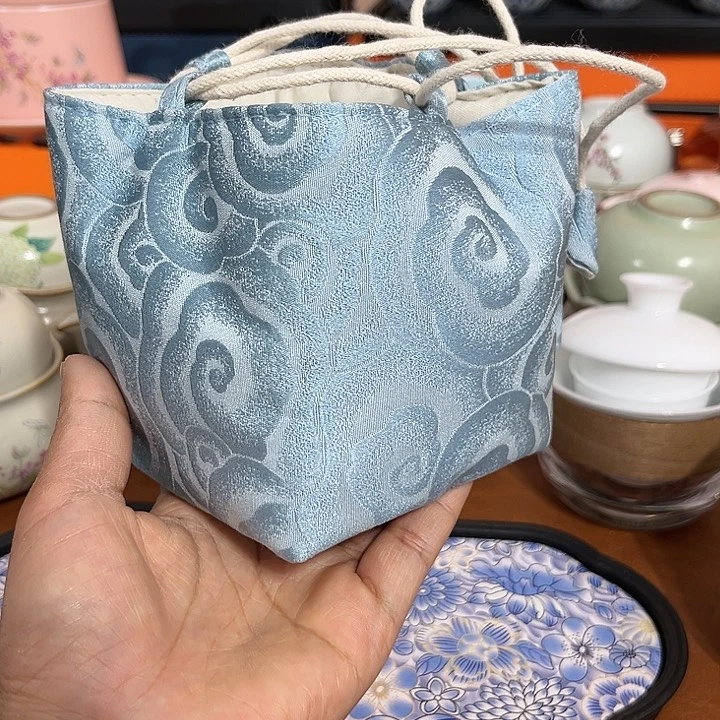蓝色布包收纳包茶包