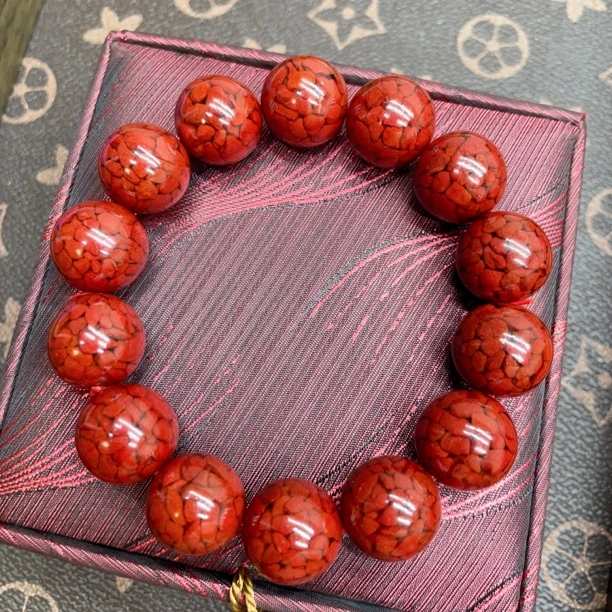 含辰砂工艺品晶体砂16mm素圈手链