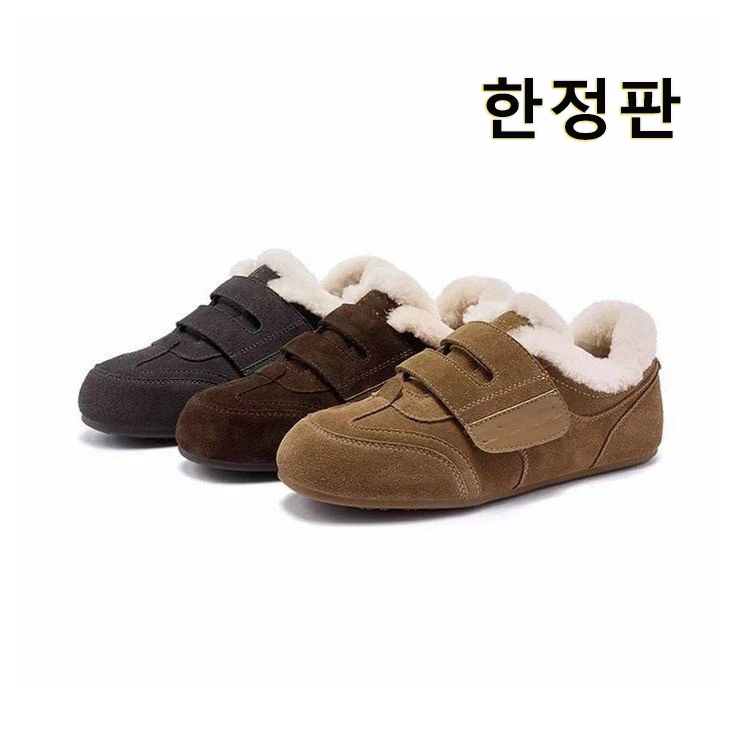 【신상품】魔术贴复古加绒德训鞋女冬季新款保暖舒适棉鞋