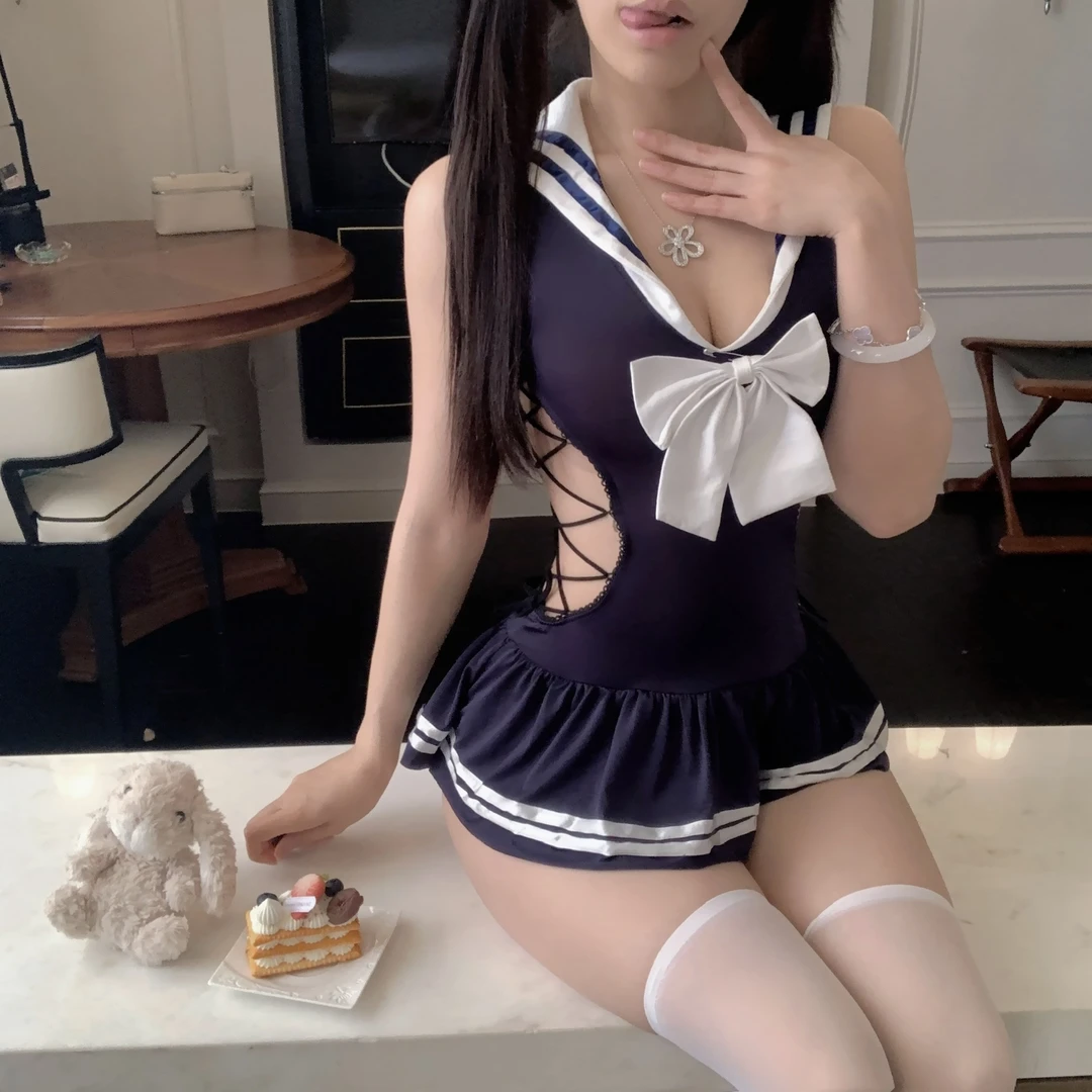 纯欲兔女郎制服辣妹泳衣性感女绑带显瘦夏季日系泳衣连体衣裙