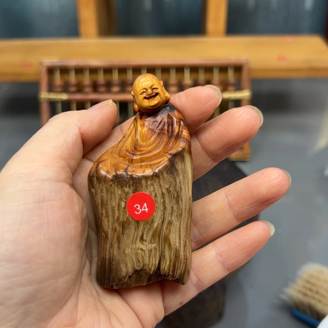 望***君木崖柏木摆件手把件，