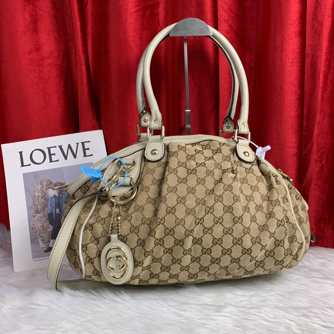 95新 GUCCI/古驰 老花饺子包/WJ09410033/0033