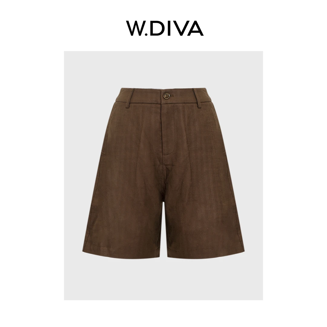 W.Diva【朗姆红茶】亚麻天丝休闲短裤老钱风纯欲慵懒风女52K072271