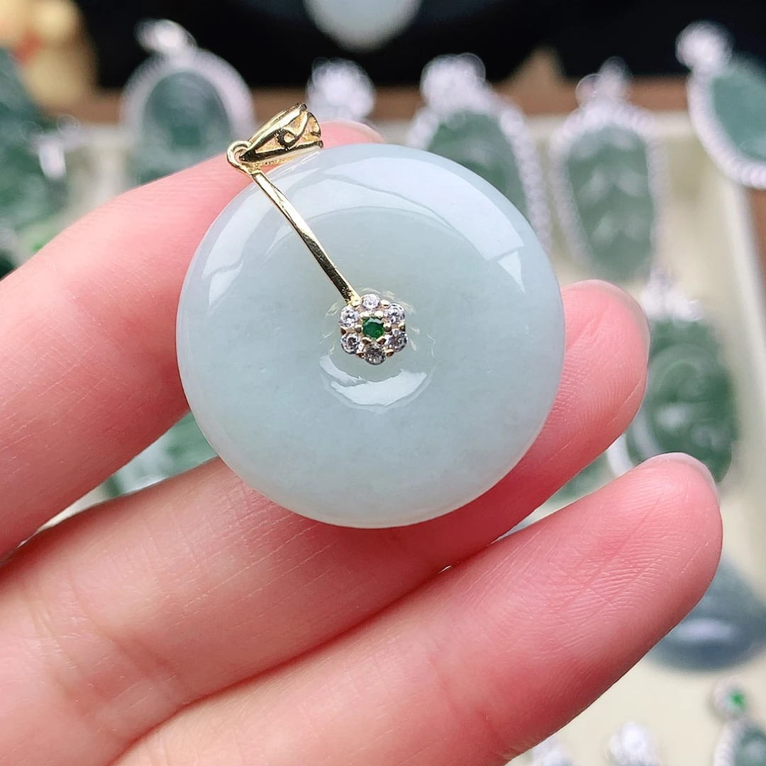 翡翠银S925镶嵌颈饰吊坠