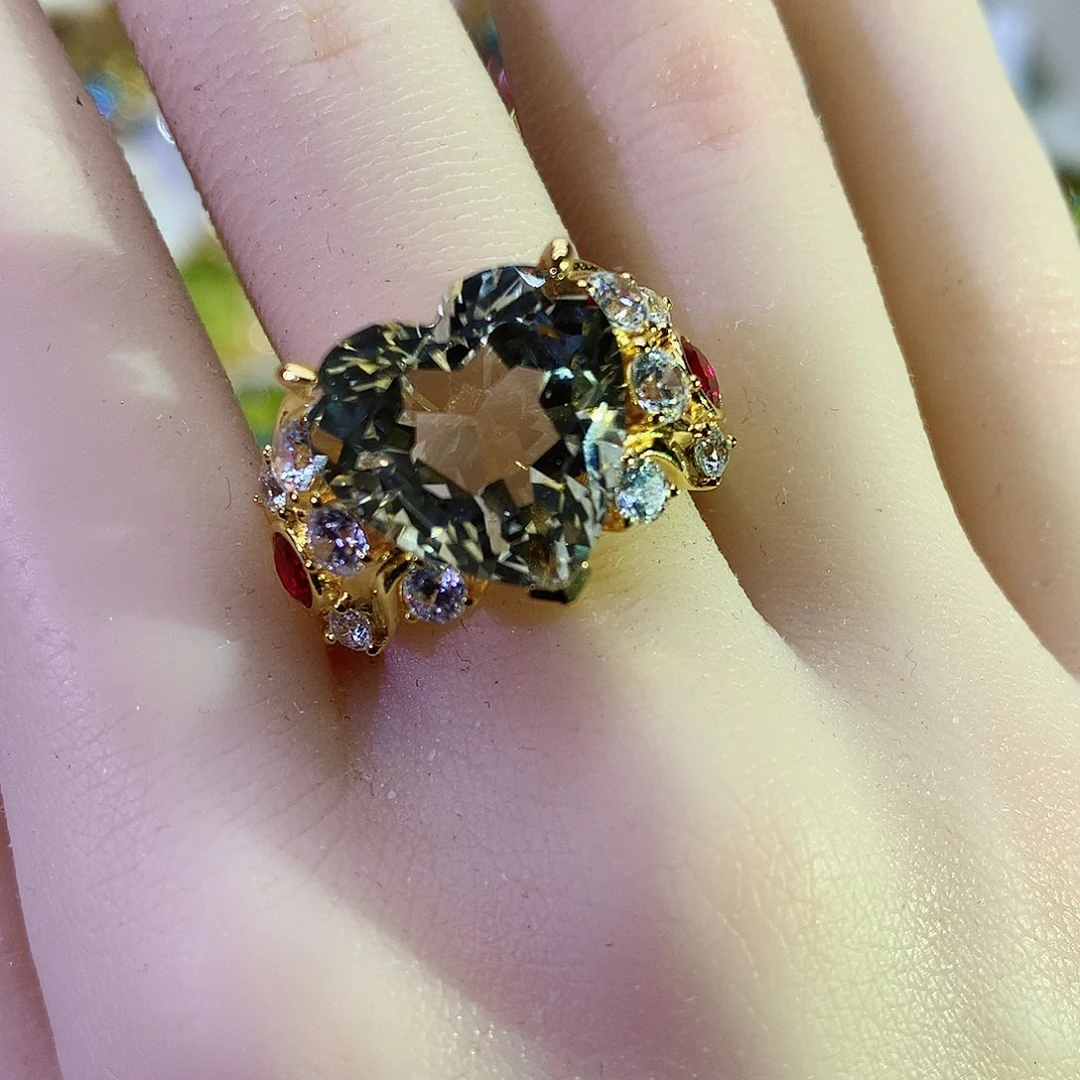 托帕石戒指银S925镶嵌