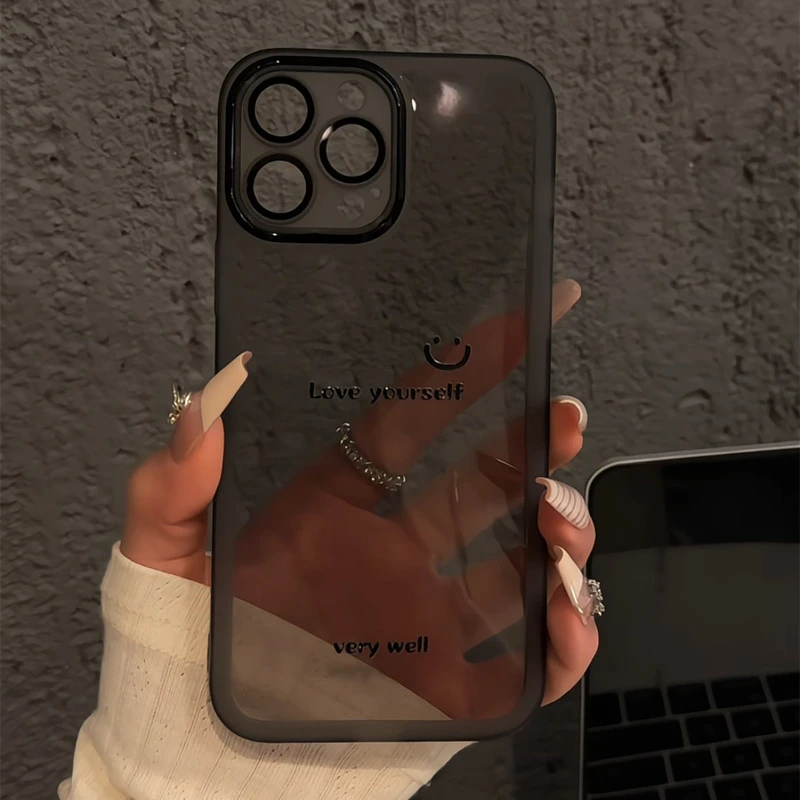 适用苹果16华为p70金属镜框防摔个性手机壳mate70pro笑脸love小众