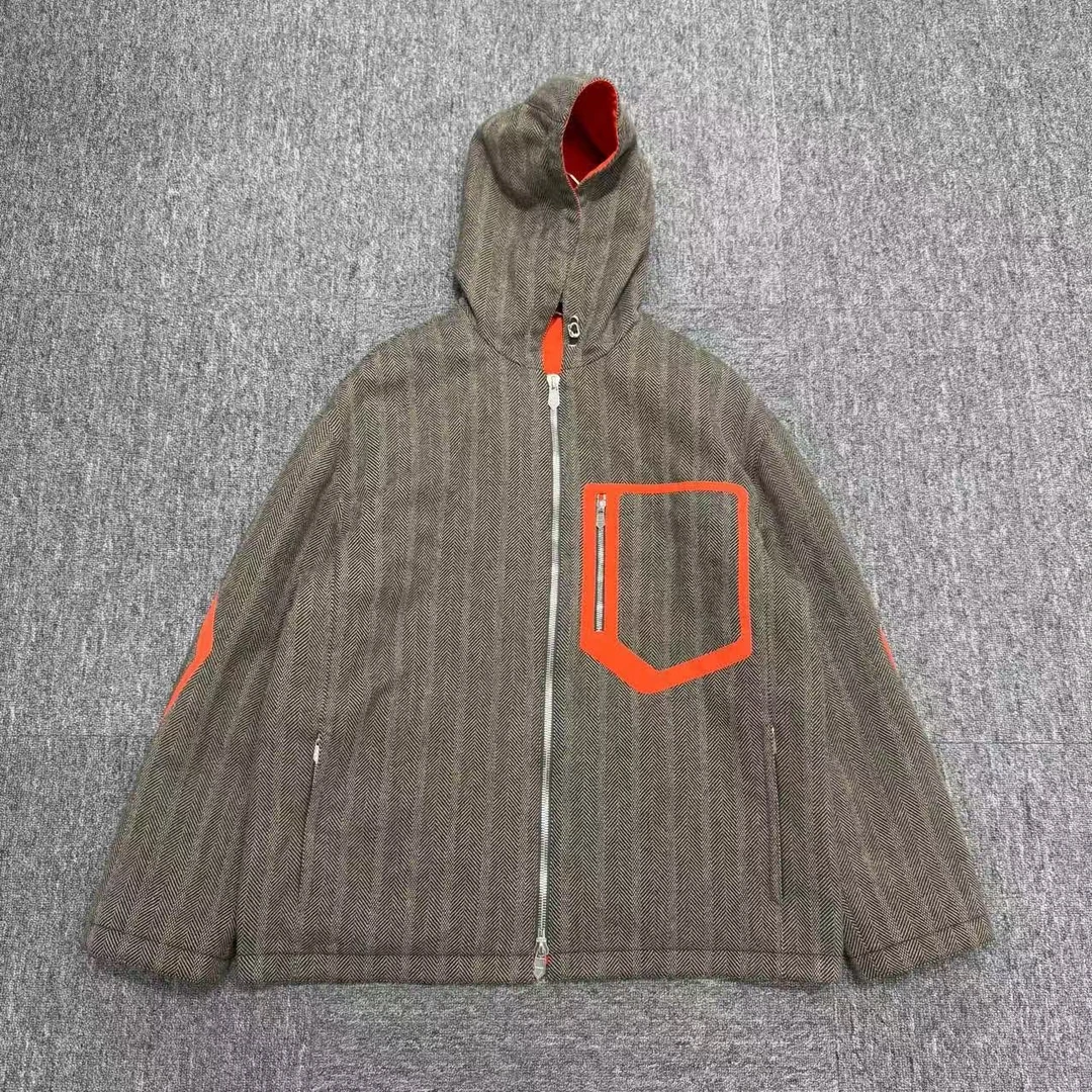 99新 Hermes/爱马仕 撞色拼接羊绒夹克/48码/编码13234