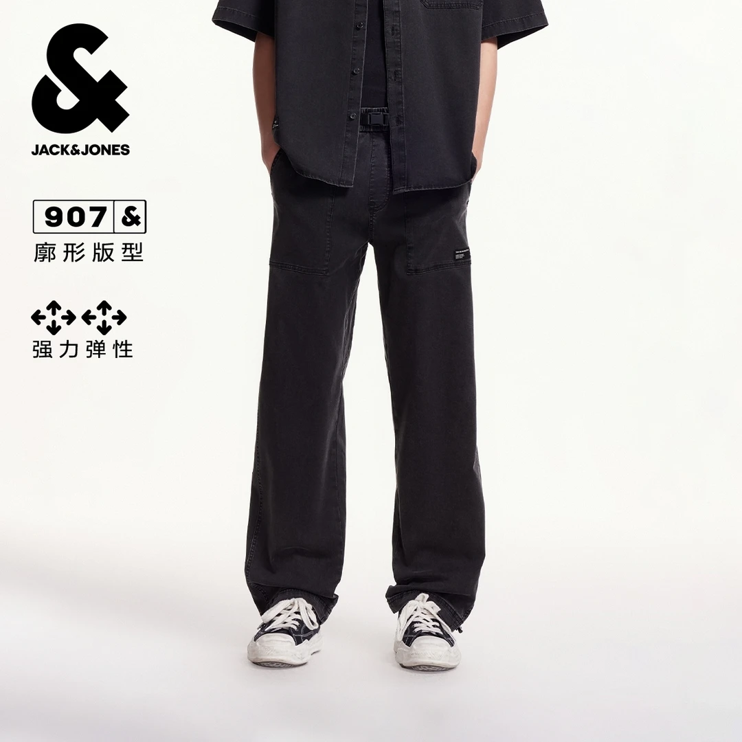 杰克琼斯男装秋季舒适百搭潮流时尚个性简约风酷帅高街宽松牛仔裤