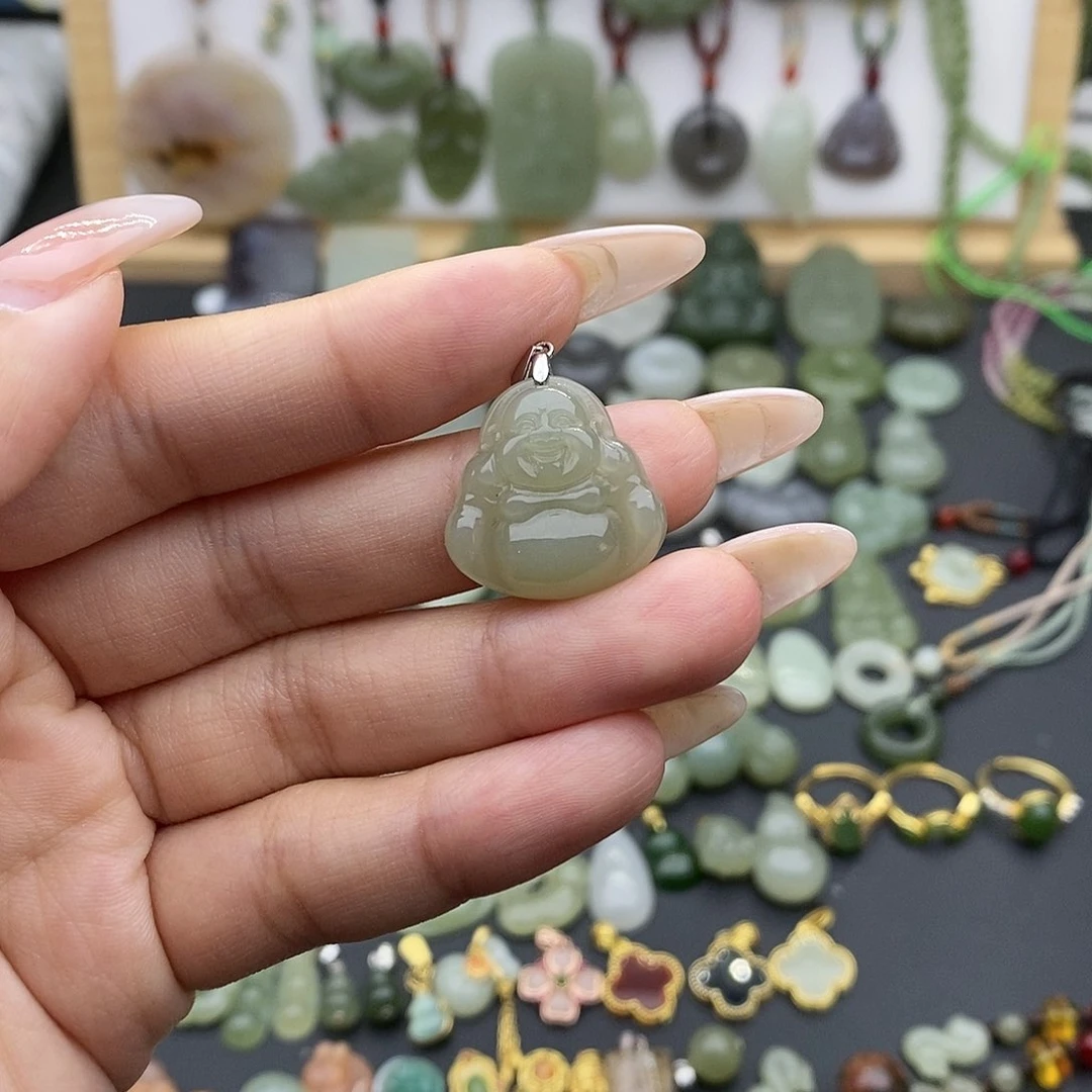 和田玉吊坠(不含链)银S925镶嵌