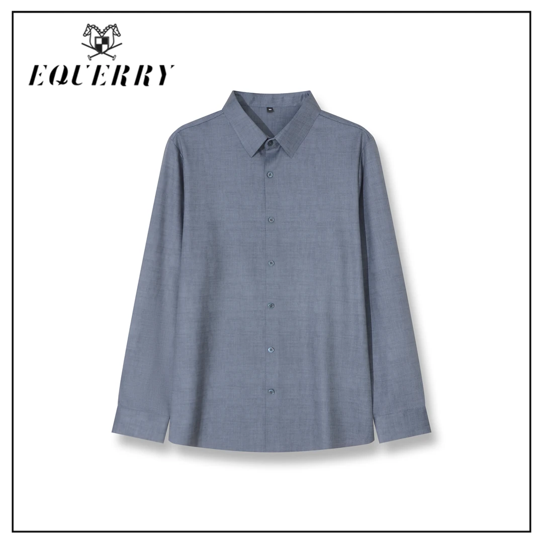 EQ2025春季男士商务休闲舒适通勤百搭混纺空气感长袖衬衫-C333