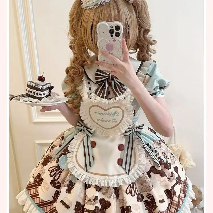 甜美可爱吊带lolita蓬蓬公主裙女夏季新款收腰蛋糕裙少女风洛丽塔