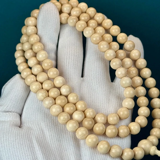 Q37-44天然猛犸牙圆珠108 8.1mm支持复检假一罚十