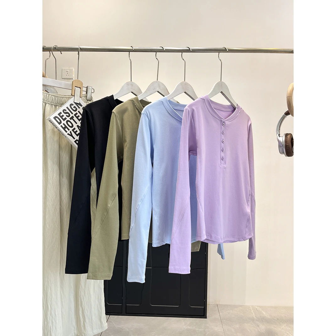 特！很显瘦！圆弧遮小肚~女士修身剪裁长袖T恤 E230 女装 H5991