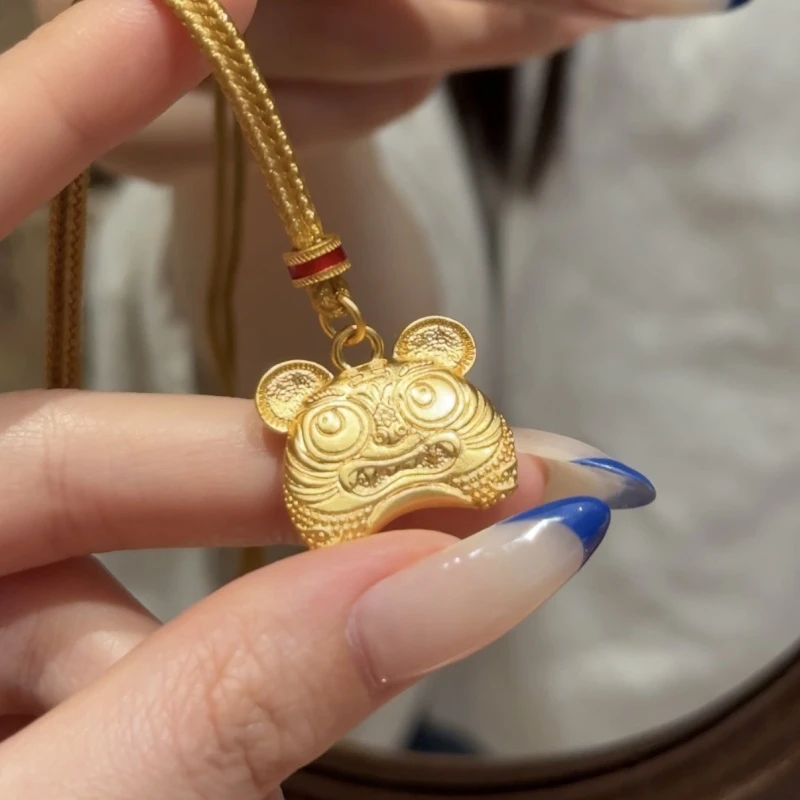 铜合金吊坠 古法双面【小虎吊坠】可爱布老虎项链 L012