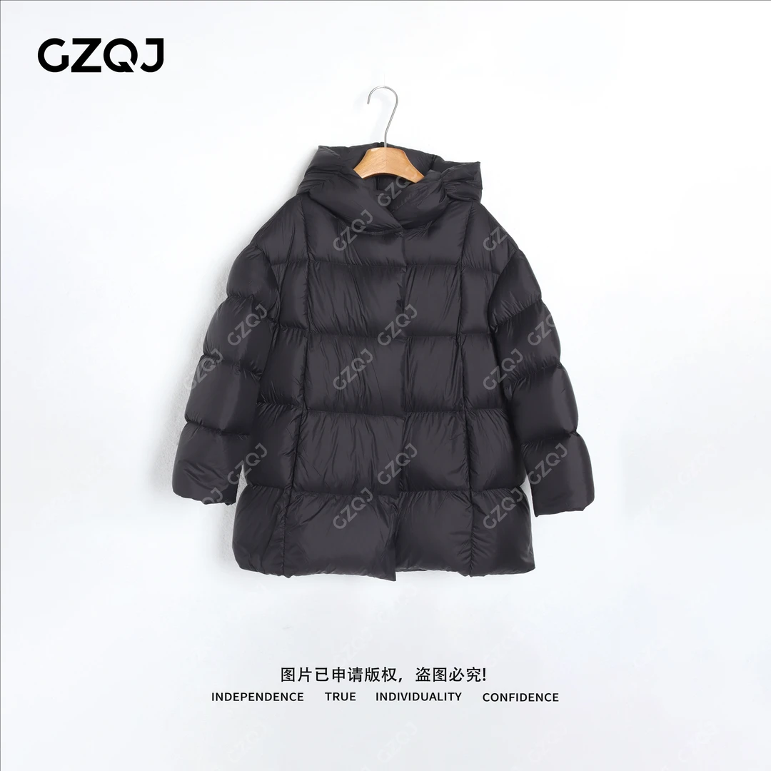 老琴私服【泡芙系列】90白鹅绒连帽拉链羽绒服外套女冬款 0636