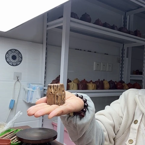 茶案段泥镂空树桩盖置