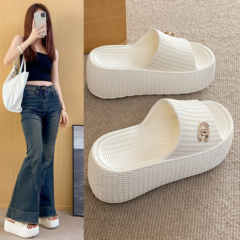 2025年新款高跟厚底拖鞋女夏季时尚百搭防滑居家用外穿凉拖鞋外出